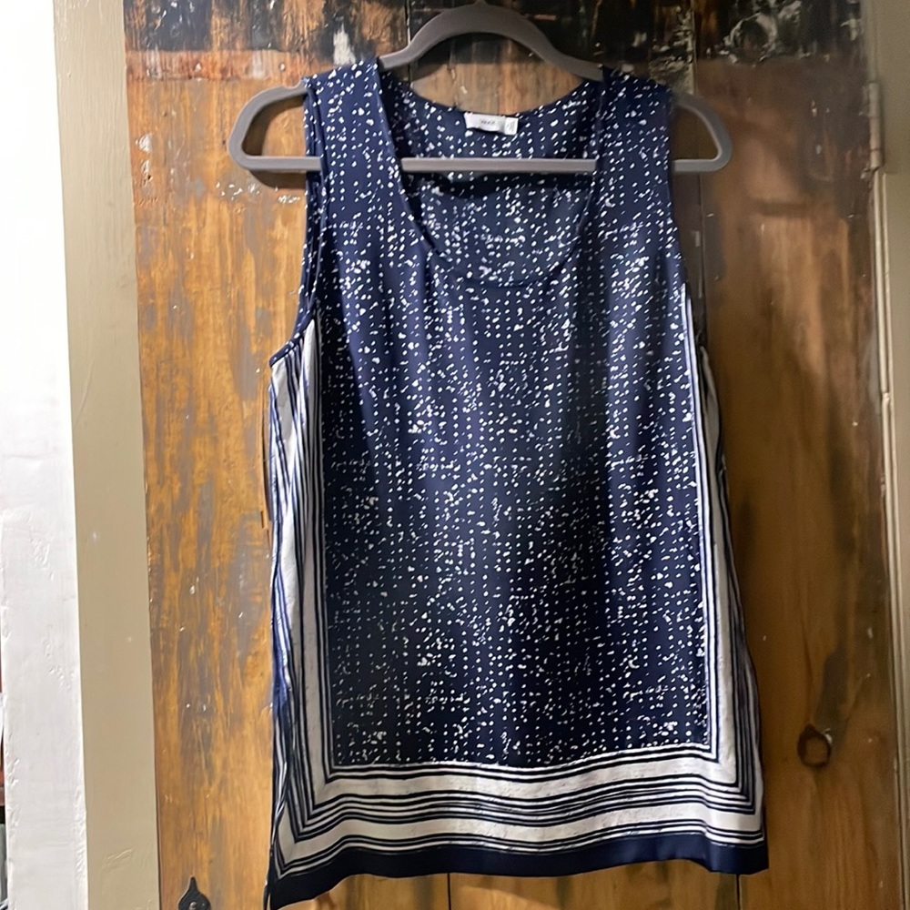 Vince Womens Navy Blue Silk Sleeveless Top Size M